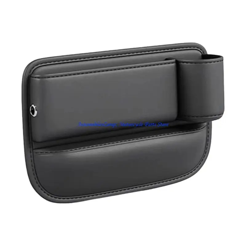 H7BD Leather Car Space Filler with Multiple Pockets Side Storage Holder for Storing Accessories & Beverages