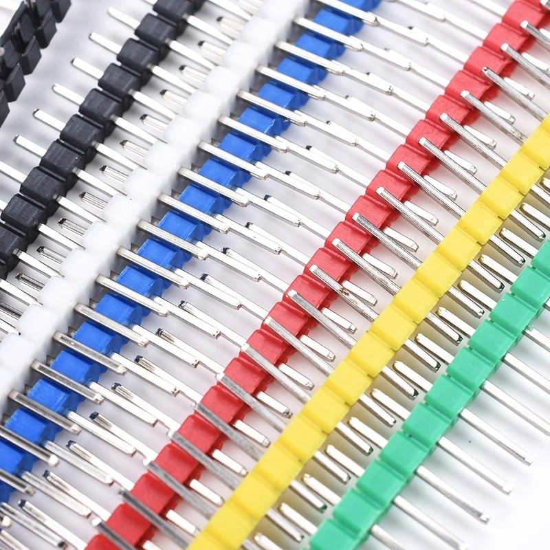 10PCS Color Gilded Array Pin Set 2.54mm Spacing Single-Row 1x40P Double-Row 2x40P Straight & Curved Contact Pins for Electronics