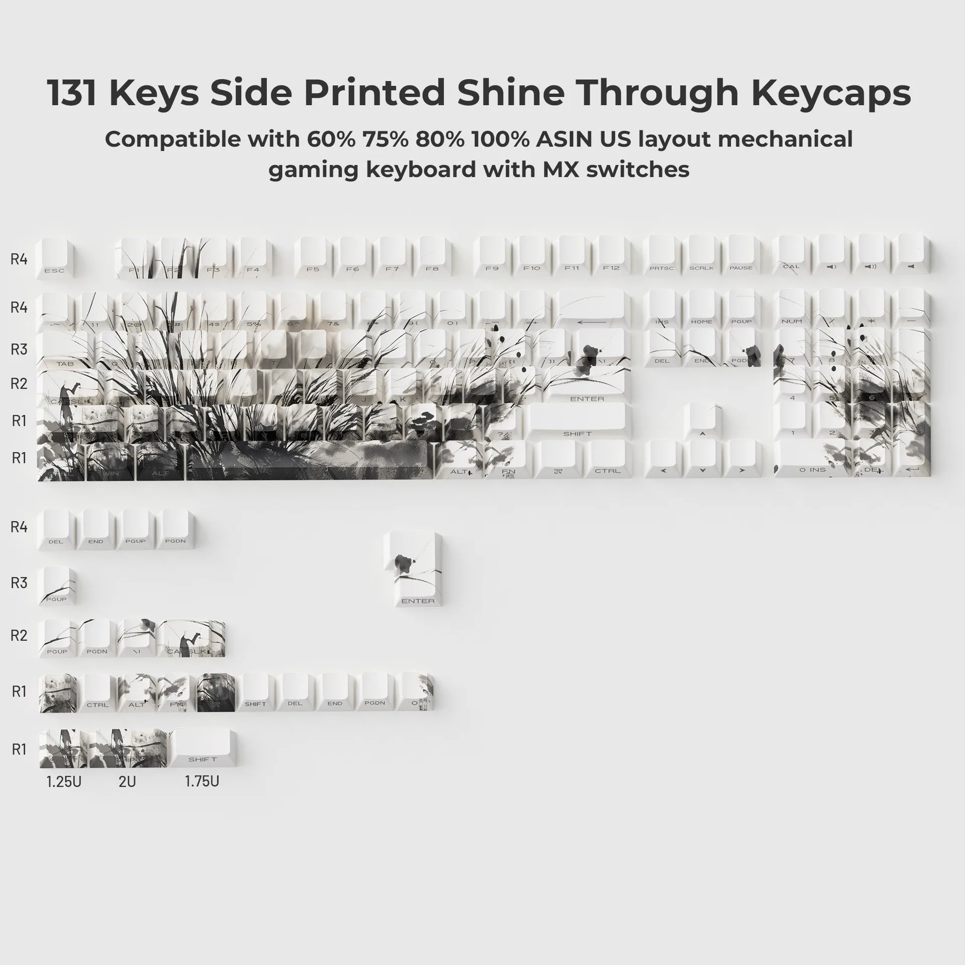 تألق من خلال زهر البرقوق شخصية يابانية الكرز الشخصي PBT Keycap صبغ الفرعية للاعبين لوحة المفاتيح الميكانيكية 127 مفتاح غطاء