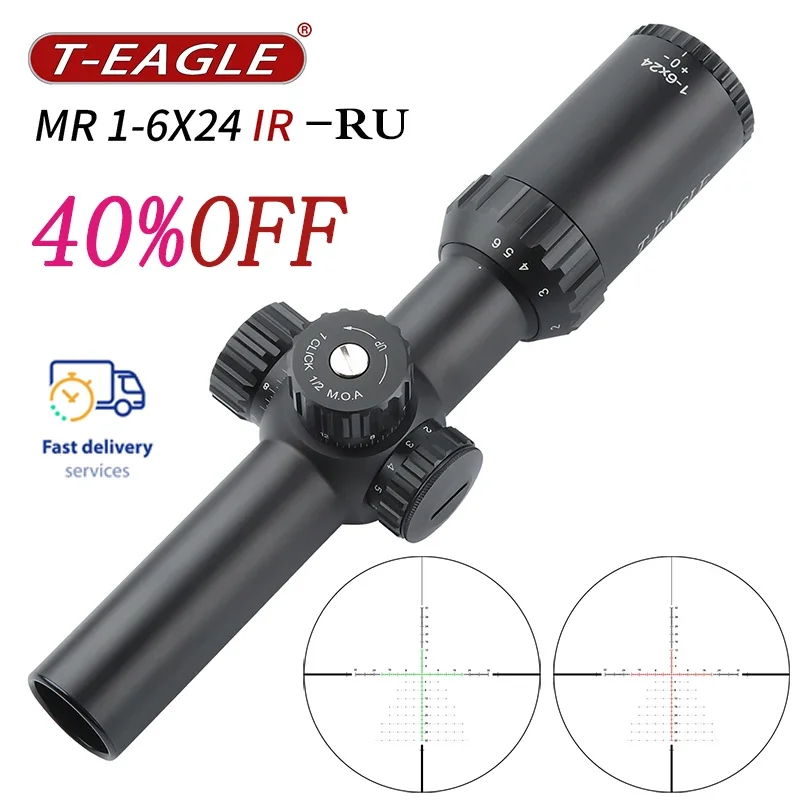 TEAGLE MR 1-6X24IR-RU Tactical Hunting Optical Sight Spotting Scope for Rifle Airsoft PCP Glass Eteched Reticle