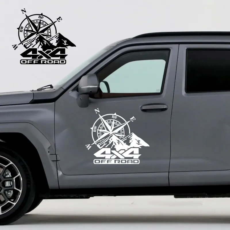 

Compass & Mountains 4X4 Model Off-Road Vinyl Decorative Car Body Sticker 46cm*40cm Suitable for smooth surfaces #510