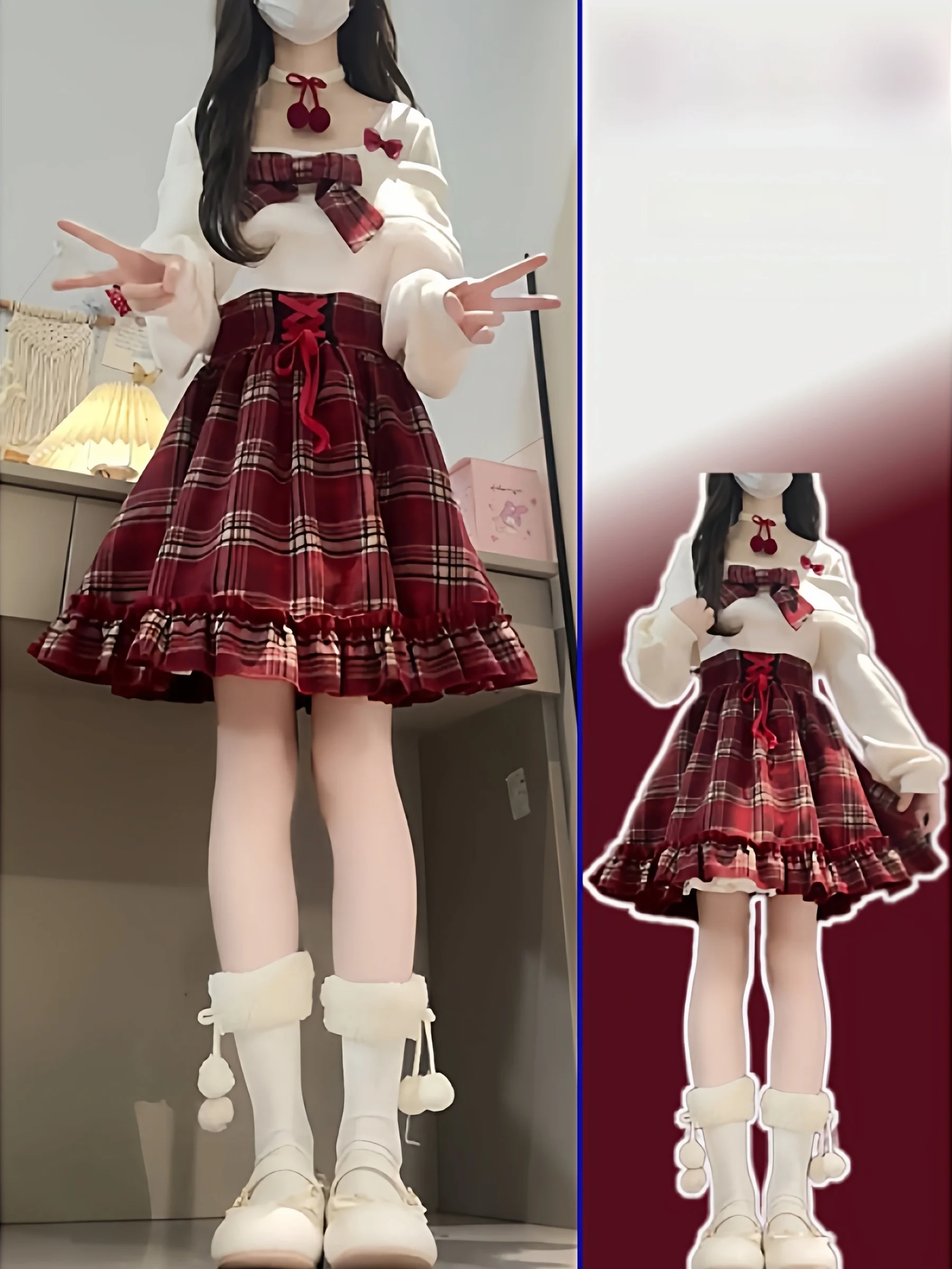 

Женская винтажная пышная юбка в клетку больших размеров с завязками, высокой талией, длинная, повседневная, в стиле принцесс