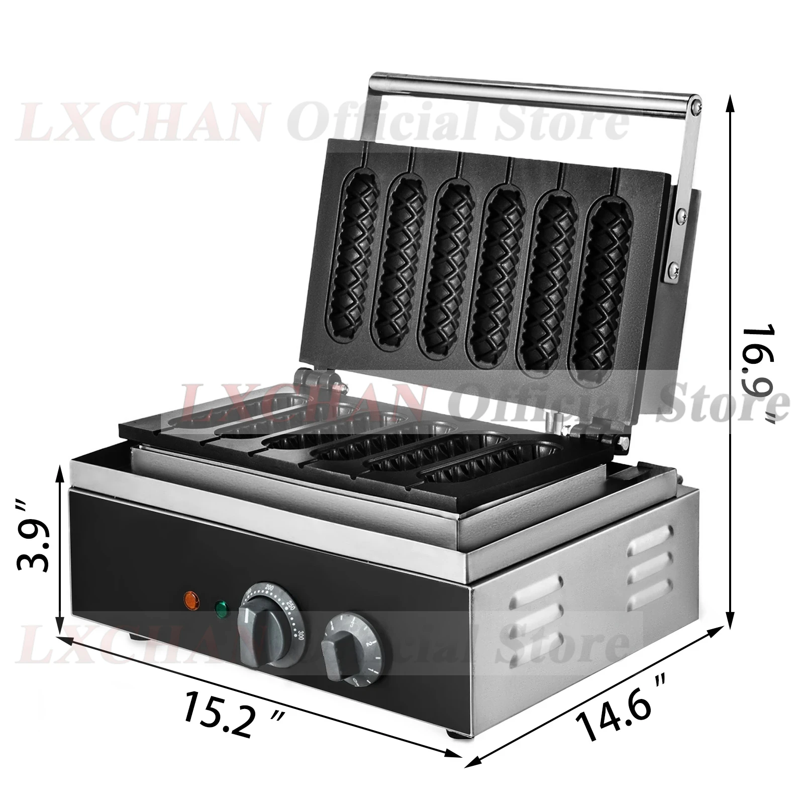 LXCHAN 6 sztuk elektryczna gofrownica do kiełbasek nieprzywierająca Lolly Stick Muffin chrupiąca francuska kukurydza hot dog maszyna kuchnia sprzęt domowy