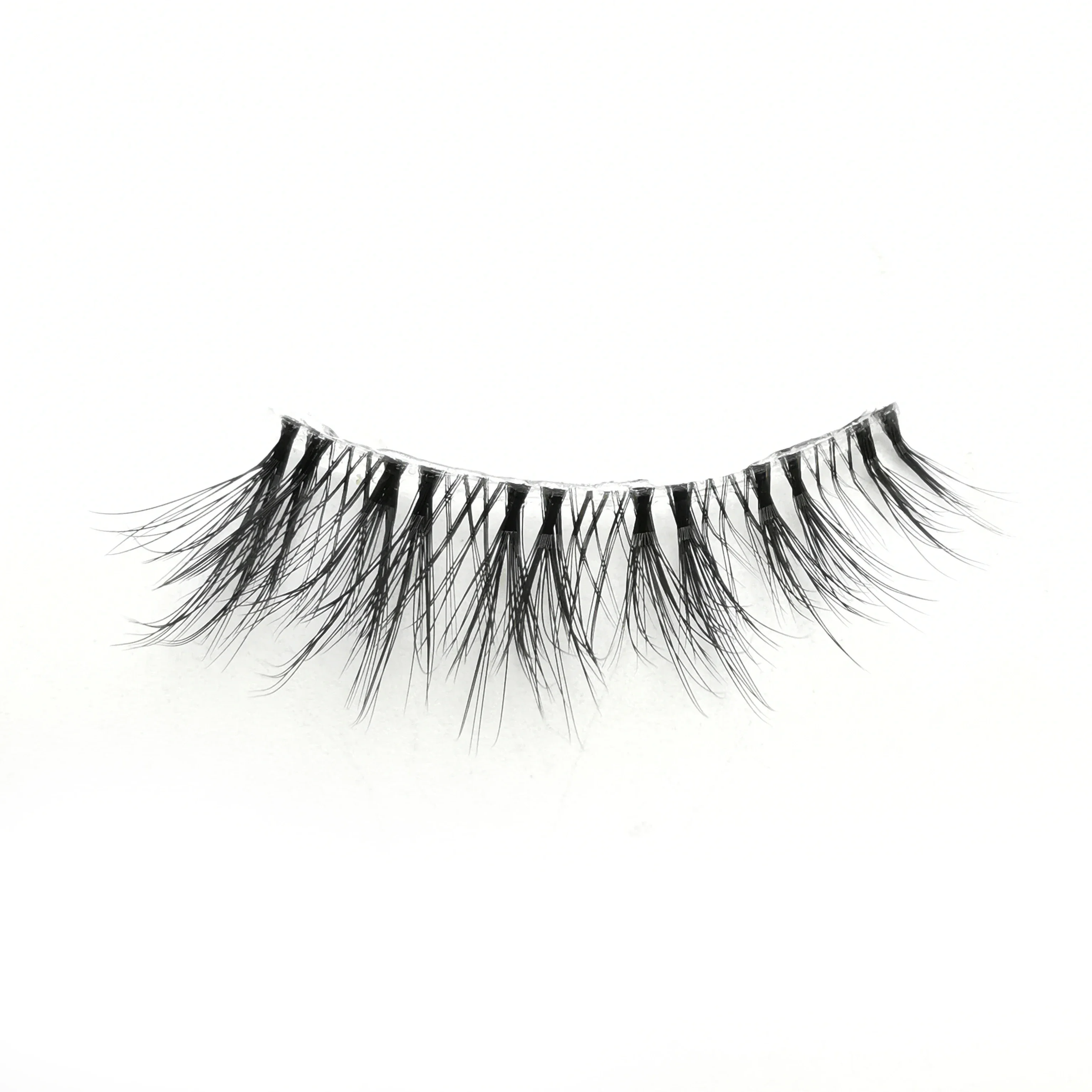 HBZGTLAD 3 pairs Invisible Band Transparent 3D Mink Fur Lashes Natural Long Wispy False Eyelashes +tweezers