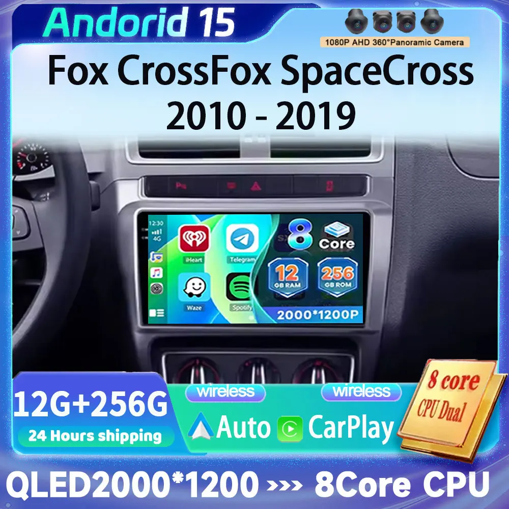 Android 15 For Volkswagen Fox CrossFox SpaceCross 2010 - 2019 QLED Screen Carplay Car Radio Multimedia Player Navigation GPS 4G