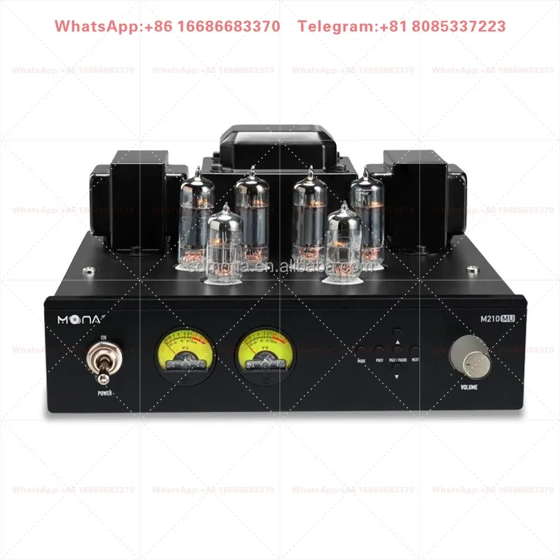MONA M210-MU 220V 2×100W 2.0 Channel HiFi Tube Amplifier Aluminum Alloy Bluetooth USB High Power Stereo Home Audio Amp