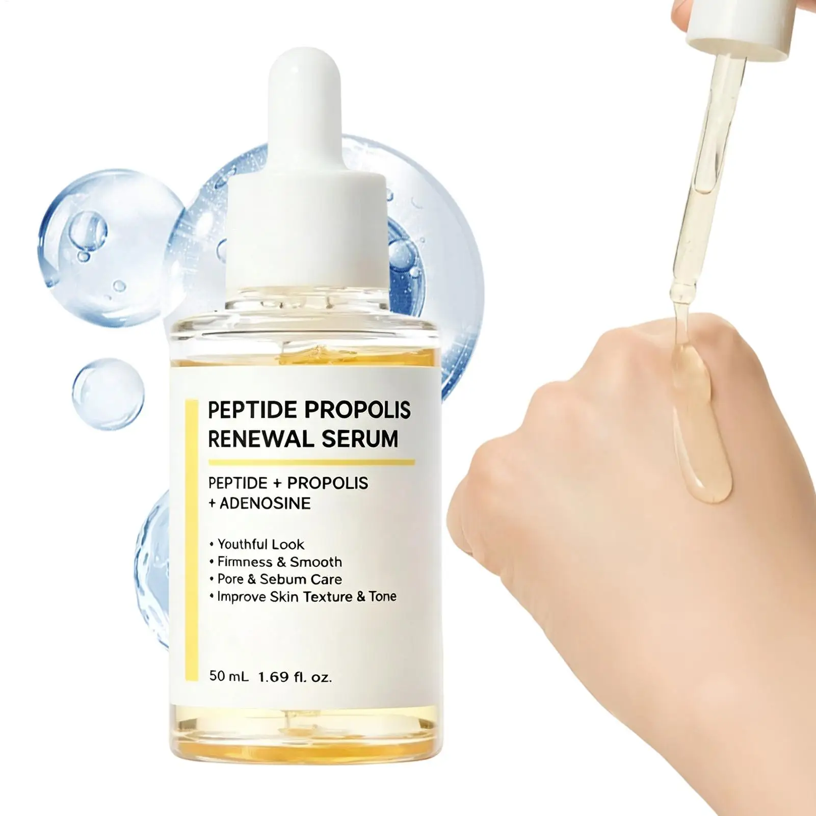 Suero Facial Hidratante con Péptidos y Dropolis, Suero Complejo de Péptidos para Renovar la Piel, Suero Reafirmante Antienvejecimiento