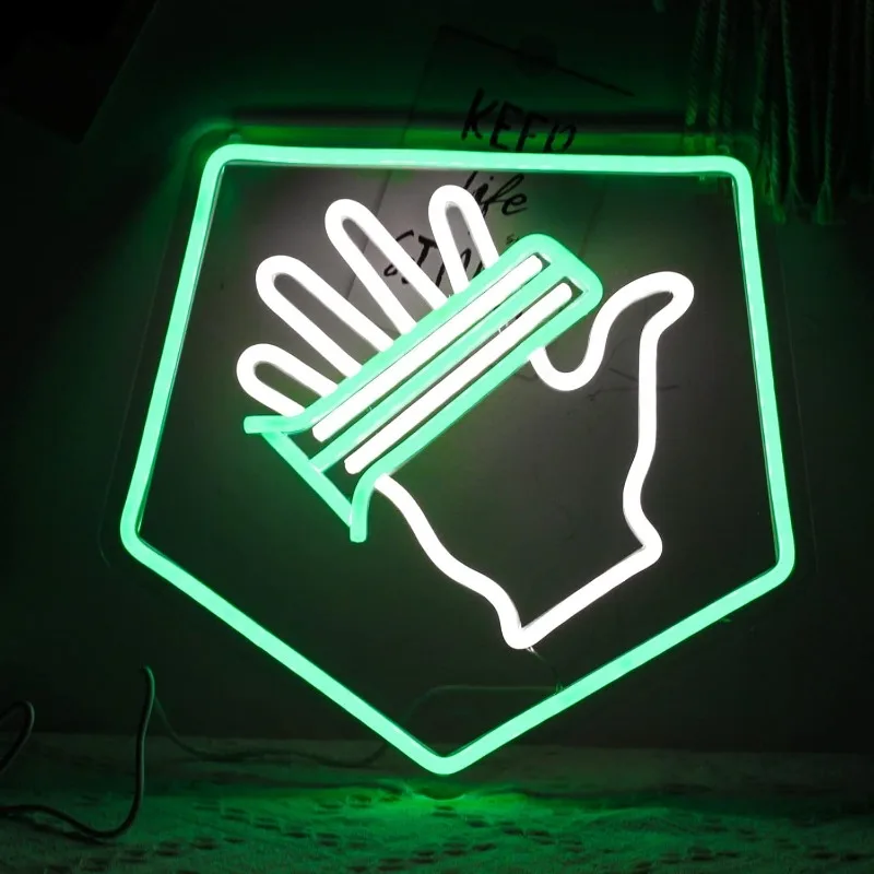 Game Palm Neon Led Game Neon Wall Decor Green White USB Neon Bedroom Kids Room Bar Studio Cave Birthday Party Decoration Gift