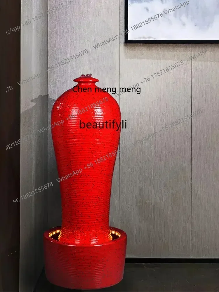 k182Ceramic Water Fountain Vase Living Room Decoration Floor Landscape Decoration Air Purification Humidification