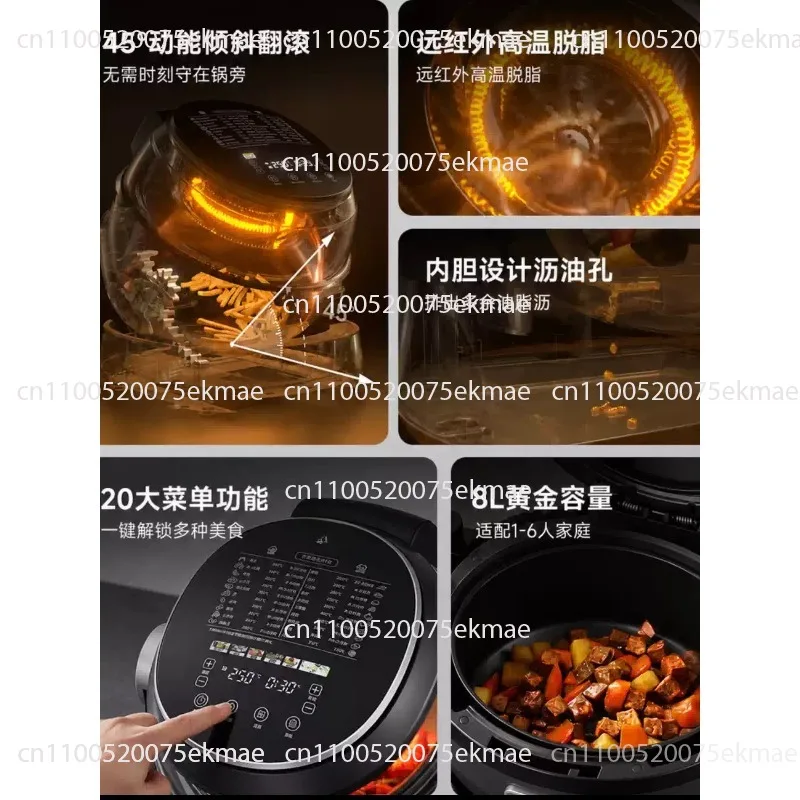 Multifunction New Design Digital Dehydration Grill Roast Home Appliance Electric Rolling Smart Air Fryer with Touch Screen