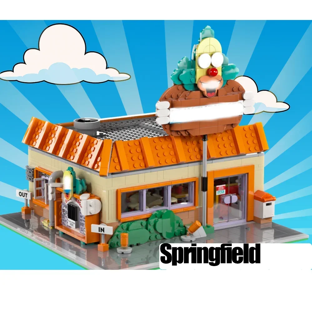 Moc ビルディングレンガモジュラー Sprngfield バーガー映画モデルテクノロジーブロック DIY シティストリートビューセットアセンブリクリスマスギフトおもちゃ