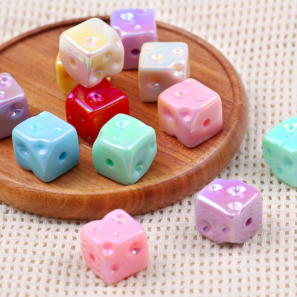 UV Acrylic 14mm Square Cheese Block Mixed Color Spacer Loose Beads For Jewelry Making Earrings Cell Phone Chain DIY Accessories