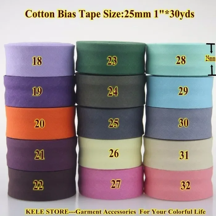 100% Cotton Bias bindnig tape, size: 25mm, width:1