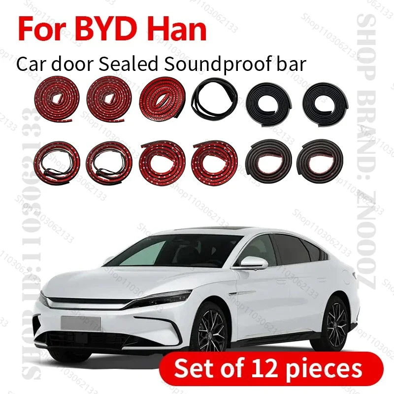 Car Door Seal Strip Rubber Double Layer Sealing Protector Soundproof Seal Dustproof Seal Strip 12PCS For BYD Han
