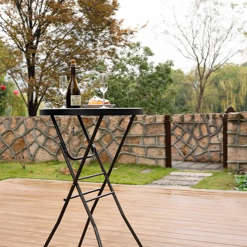 

Cocktail Table 28in High Top Round Folding Indoor Outdoor, Plastic Bar Height Foldable Bistro Tall Table for Party, Patio,