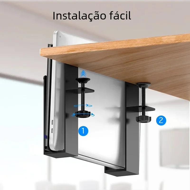 Under Desk Desktop Rack Table Sides Laptop Rack Adjustable Charging Stand Tray Desk Cables Organizer Storage Holder for Ipad