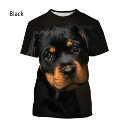 Men's and Women's Summer Casual Short-sleeved Pet Dog Shirt Tops New Fashion Rottweiler 3D Printing T-shirt