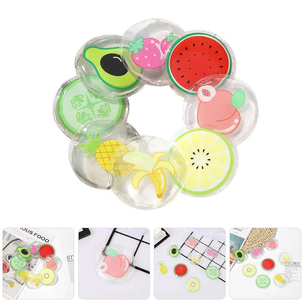 

8Pcs Cooling Eye Patches Fruit Pattern Round Gel Pads for Cold Hot Compress Relief Eye Fatigue Dark Circles Puffiness