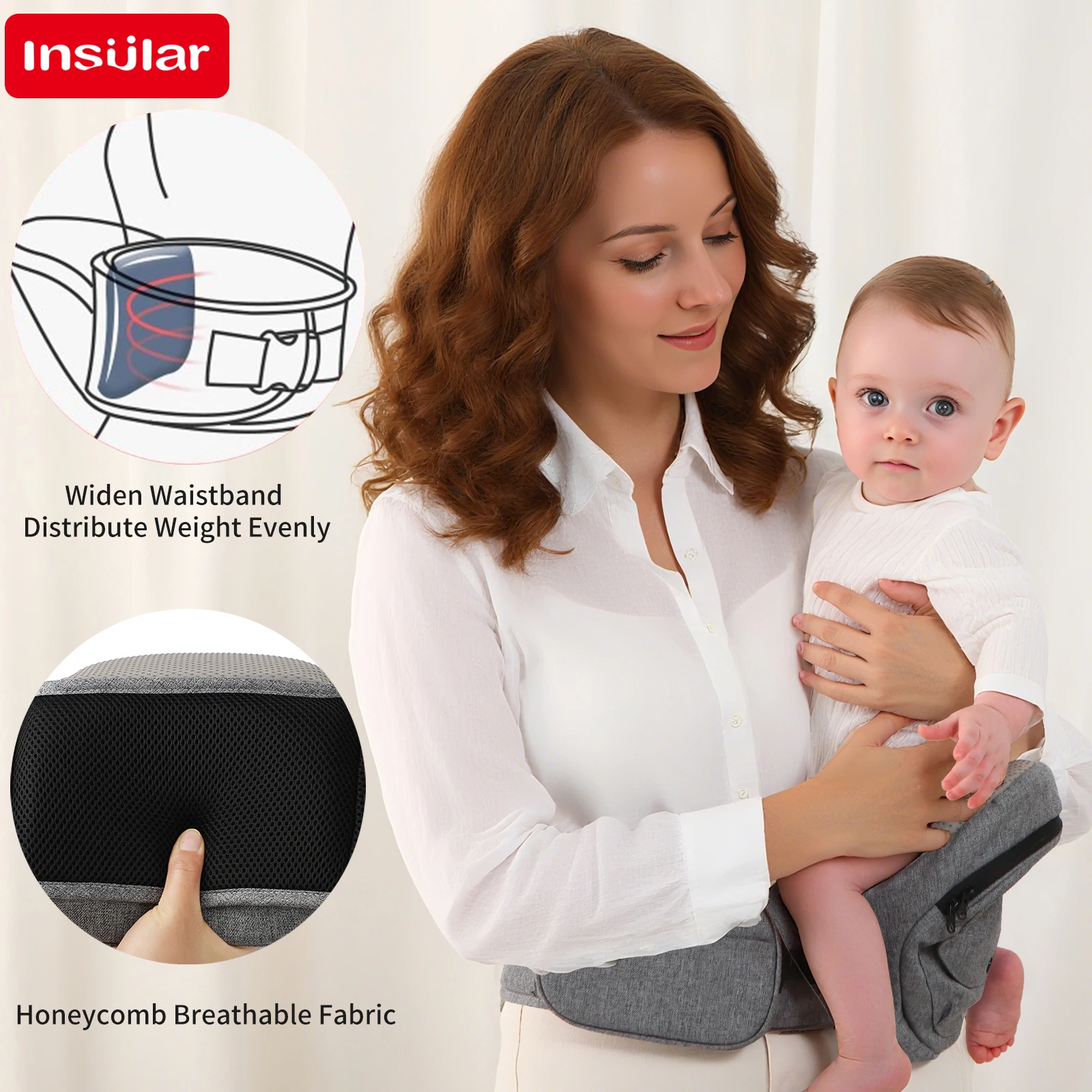 

Insular Kid Carrier Breathable Hip Seat Baby Waist Stool Front Hold Type Single Stool Infant Belt Hugging Support Widened 0-2Y