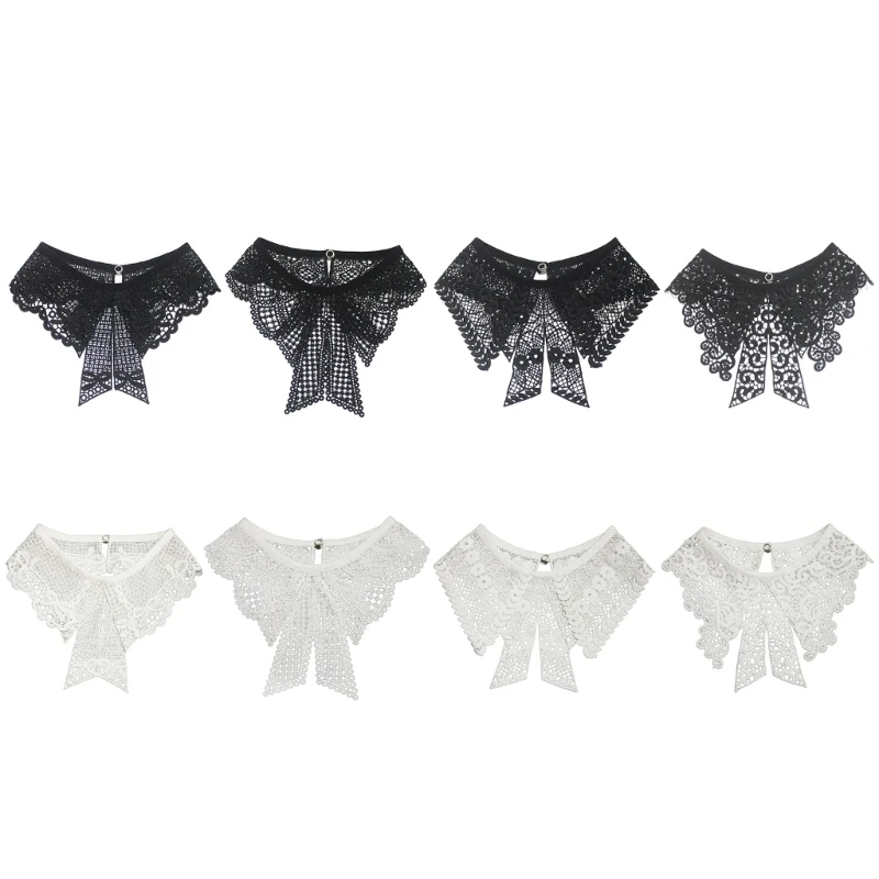 Sophisticated Embroidery Lace Bowknot Fake Collar Embellishment for Garment Dropship