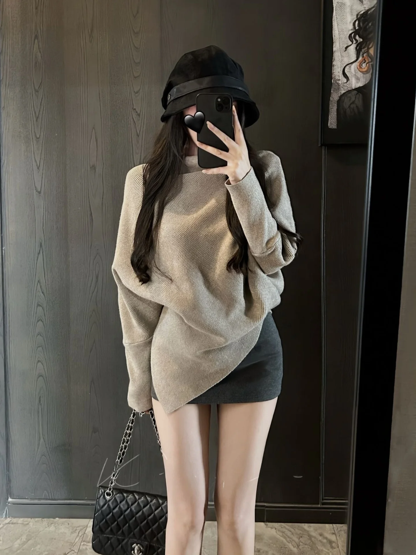 

Korean Sle High Collar Batwing Sve Knitted Sweater Women's Autumn Winter Faion Eye-ching Loose Fit Knitwear