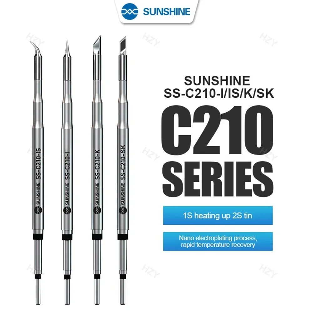 أطراف مكواة لحام متكاملة من سلسلة SUNSHINE C210 وتدفئة أساسية فعالة لاستعادة درجة الحرارة لتوصيل الحرارة لـ GVM T210