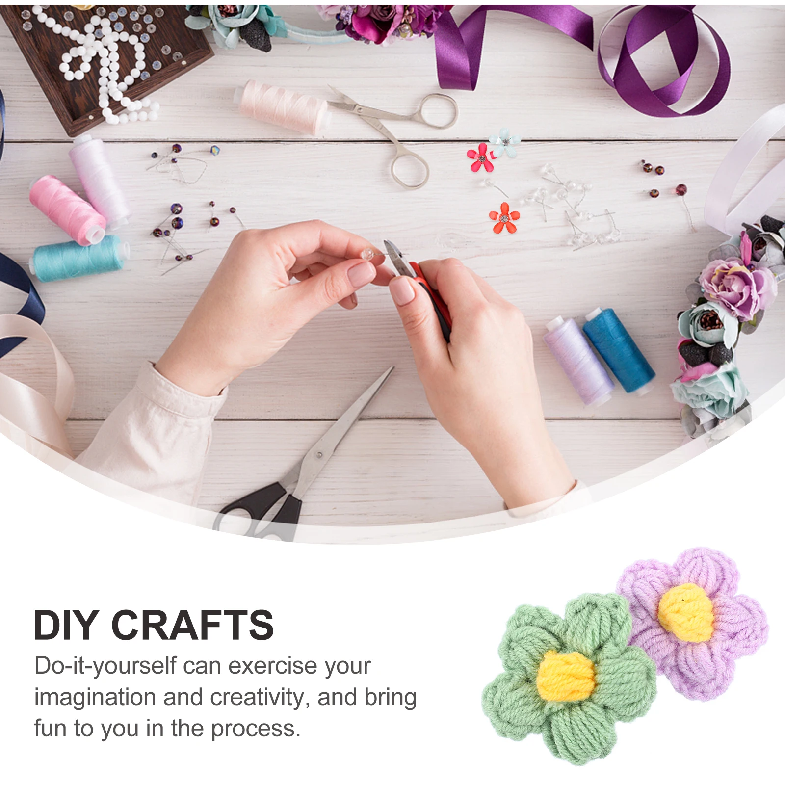 

12pcs Manual Flower Ornament Applique For Clothes Sewing Accessories Diy Crocheted Decorative Floral Garment Crafts Handicraft