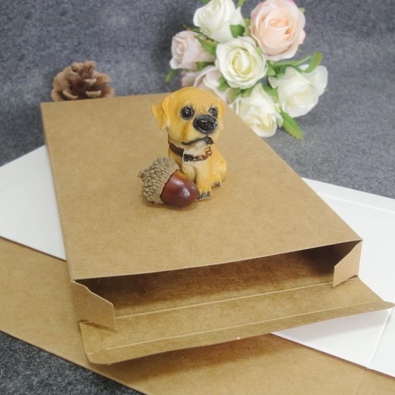 50Pcs/Lot DIY Kraft Gift Boxes Brown/White Paper Small Postcard Box Kraft Cardboard Mini Jewelry Packing Carton Box