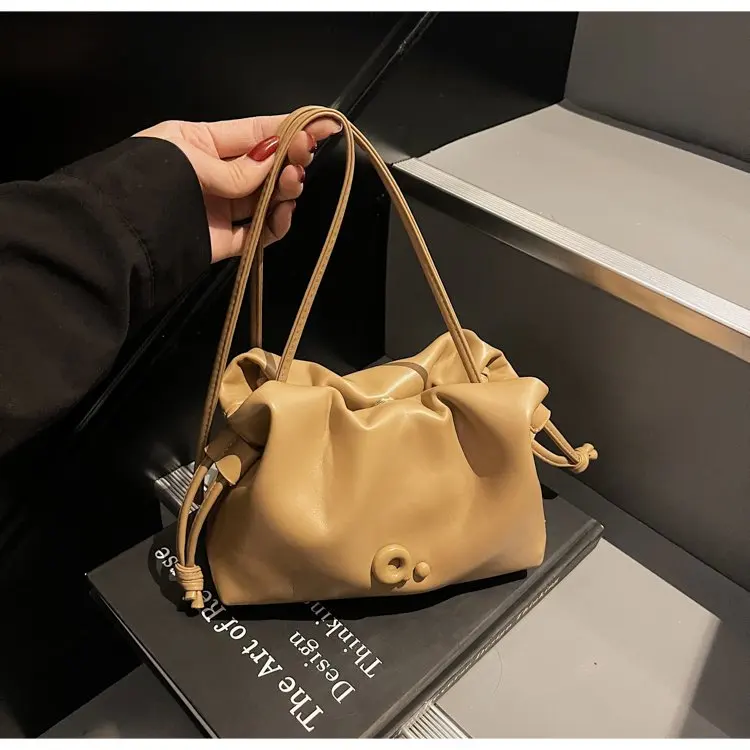 Drawstring Women's Boston Bag - PU Build, Compact Style-A Must Have Casual Purse for Shopping Sprees, Coffee Runs & Gym Visits