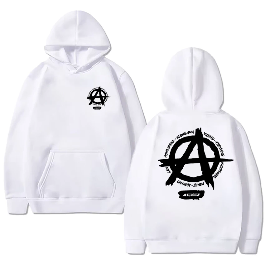 Kpop Ateez Double Sided Logo printed Hoodie Autumn Winter Men women Trend Y2k Sweatshirt Unisex Fleece Casual vintage pullovers