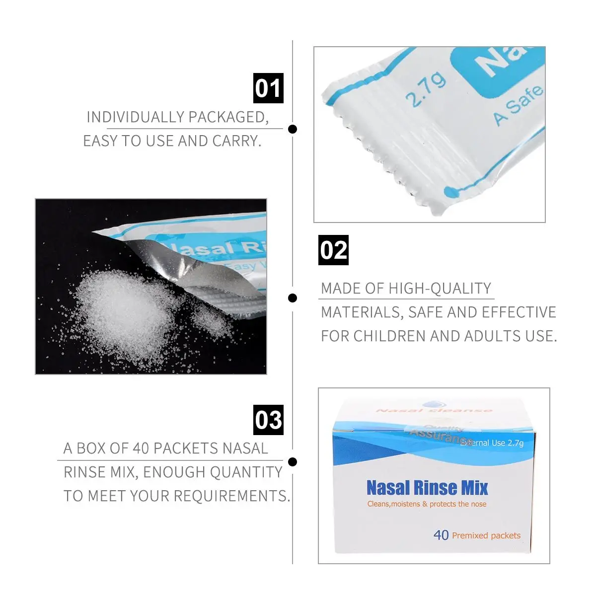40Pcs Nasal Rinse Salt Packets Safe Nasal Cavity Cleaning Mix for Professionals Daily Nose Care Nose Cleansing Salt - view 5