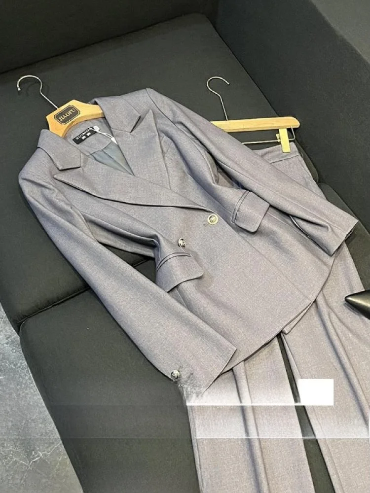 ay Casual Suit Set Women's Ele High Waist Wide Leg Pants Two Piece Suit Commute Sle Faionable Office Wear