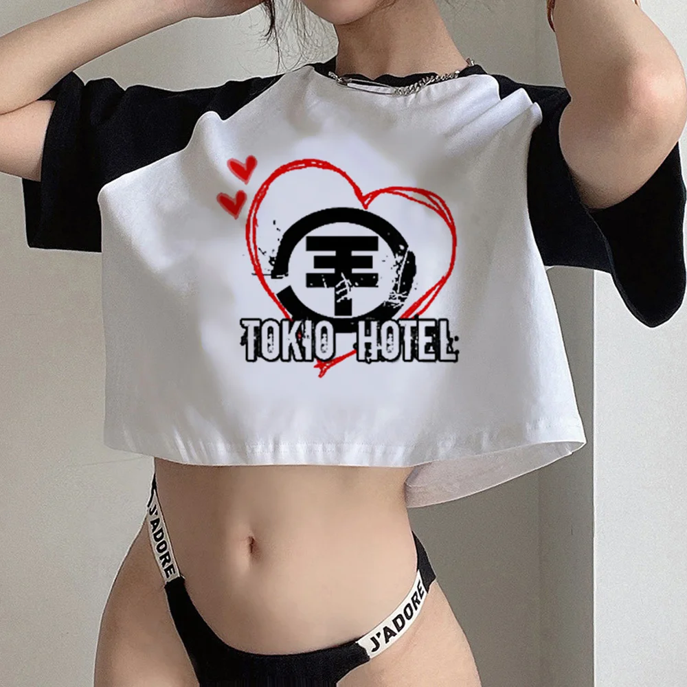 Tokio Hotel 90s aesthetic trashy crop top girl Harajuku goth yk2 t-shirts clothes