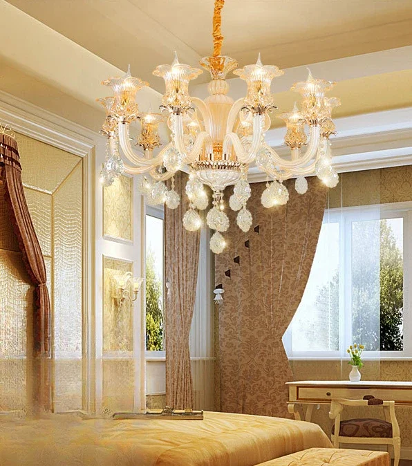 GHJUYIOL Living room crystal light, simple European atmosphere, bedroom light, dining room, European style chandelier, home, vil