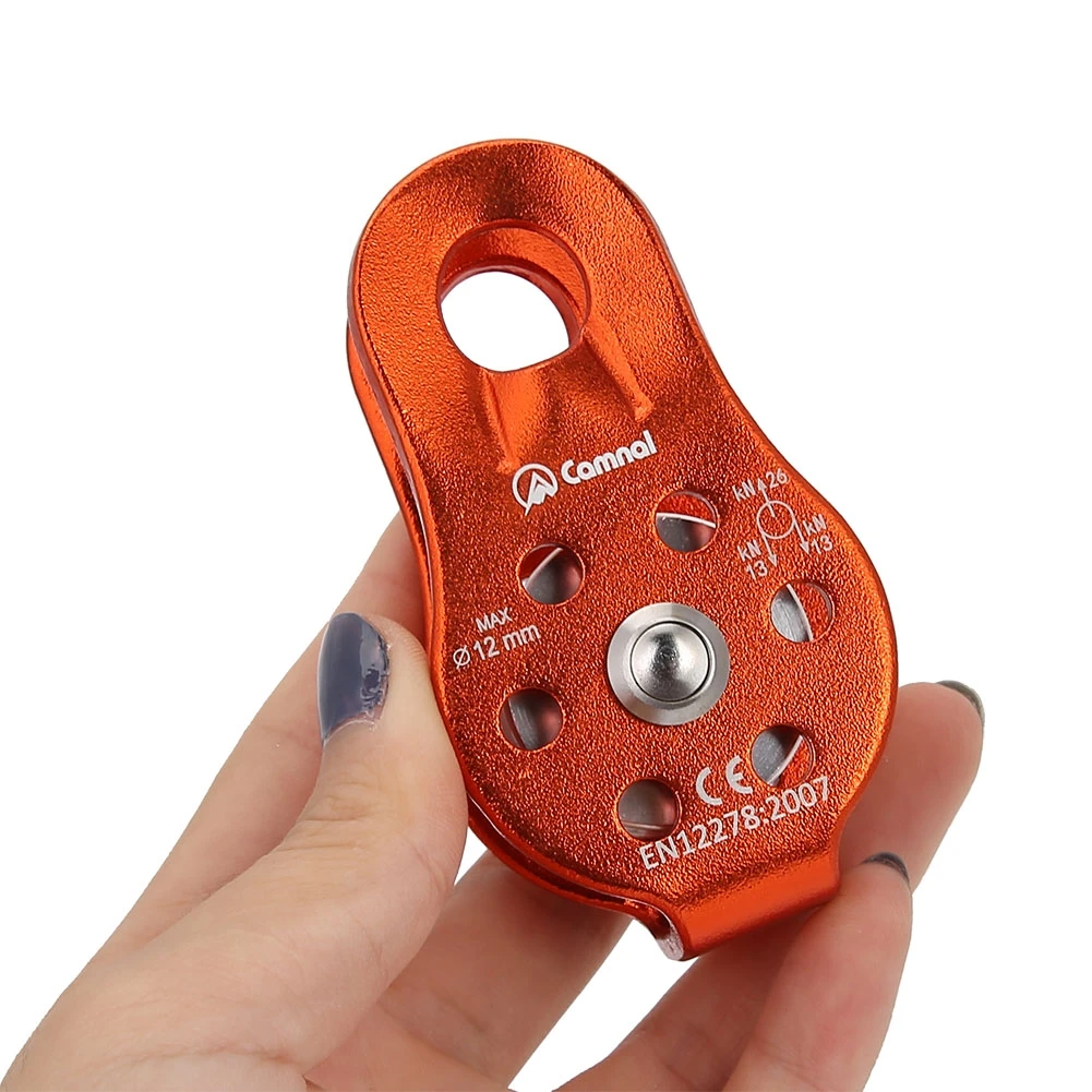 26KN Single Swivel Rope Pulley High Strength Aluminium Alloy Climbing Pulley Block For 12mm Rope