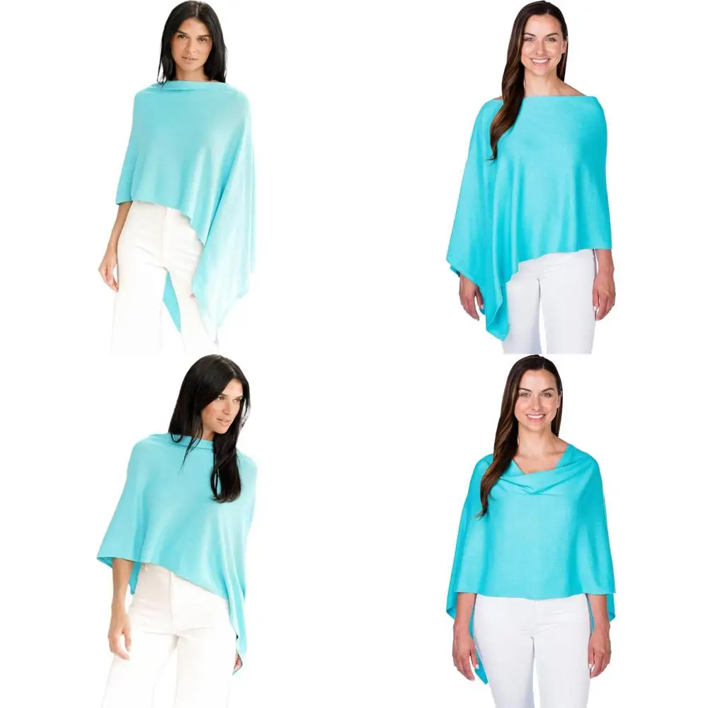 豪華な軽量コットンカシミヤ混紡ポンチョ - コットン95%、カシミヤ5% - どんな機会にも最適な柔らかなギフト