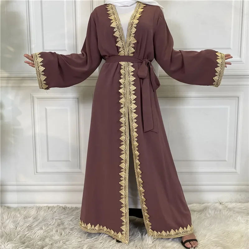 Mode Stickerei Öffnen Abaya Dubai Türkei Kaftan Muslimischen Strickjacke Abaya Kleider für Frauen Casual Robe Femme Kaftan Islam Kleidung