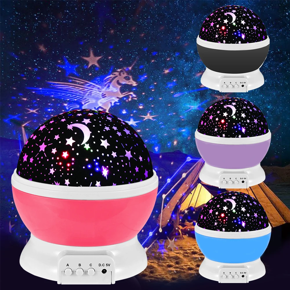 Starry Projector Night Children Room Star Nightlight Projector with Battery Powered USB Charged Bedroom Decor Starlight Lights