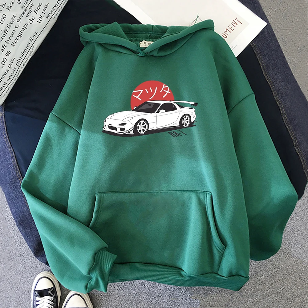 Sudaderas con capucha con estampado gráfico de Anime para hombres y mujeres, Tops de moda, ropa de calle, sudaderas JDM, cultura del automóvil,