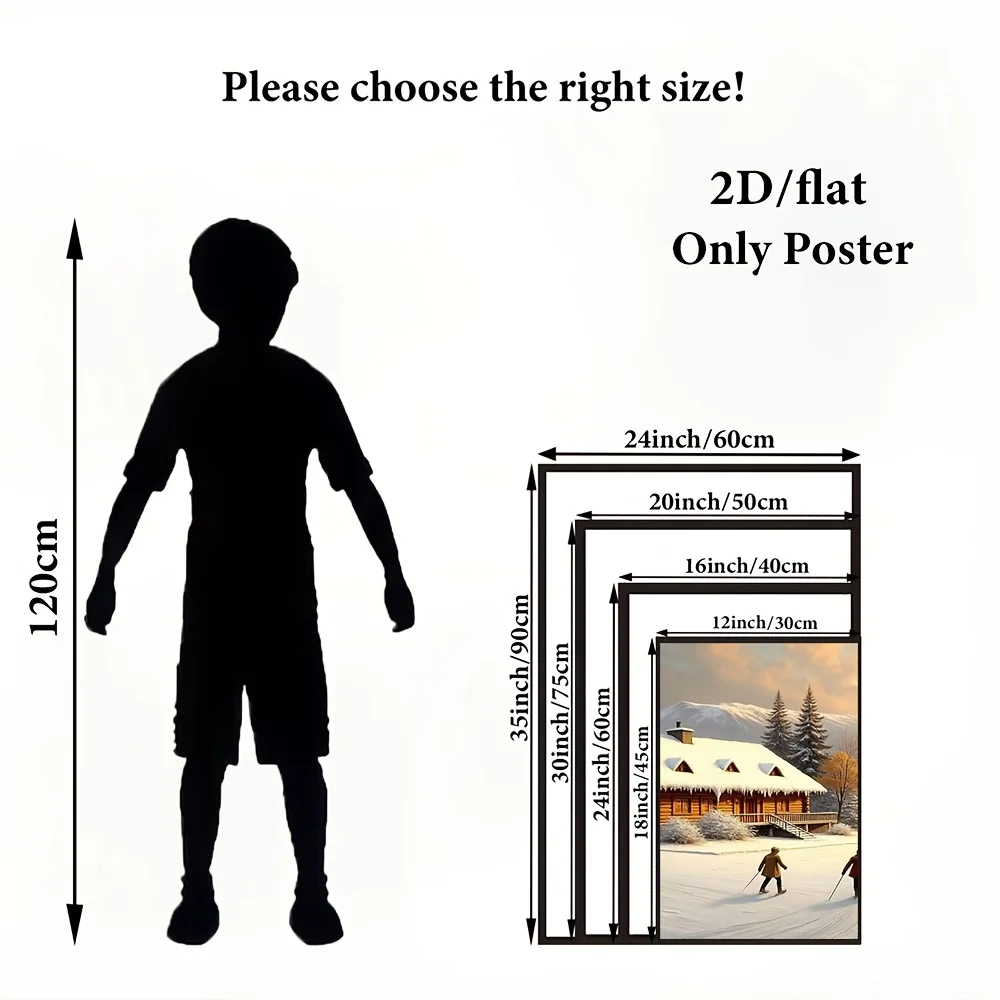 2D مسطح 2D/مسطح، 3 قطع، ملصقات ومطبوعات، لوحة قماشية - بدون إطار، رسم الناس للتزلج على الجليد، صالون تجميل، مطاعم، كاليفورنيا #5