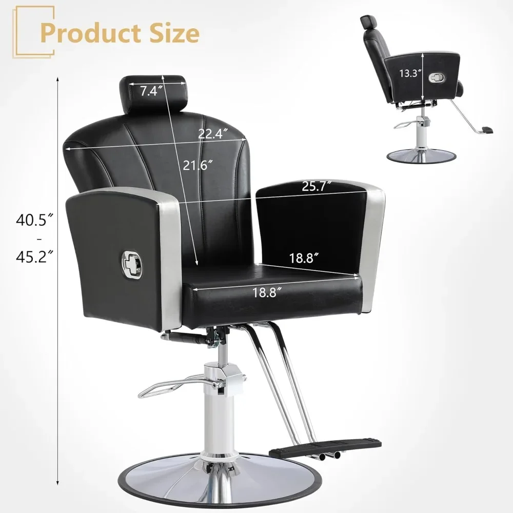 كرسي صالون هيدروليكي لمصففي الشعر، كرسي حلاق دوار 360 درجة مع مقعد قابل للتعديل