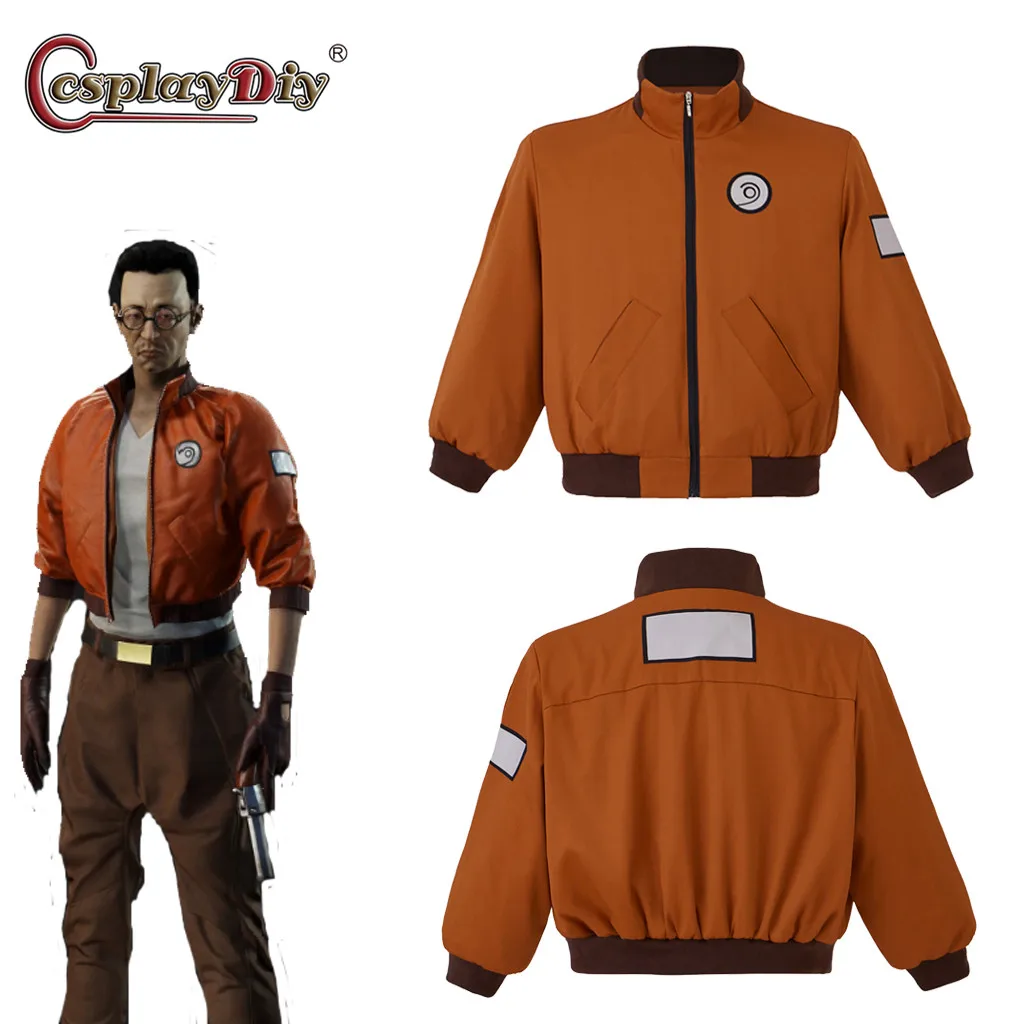 

Cosplaydiy Disco Elysium Cosplay Kim Kitsuragi Jacket Kim's Orange Bomber Aerostatic Pilot Zipper Coat for Men Women Top Jacket