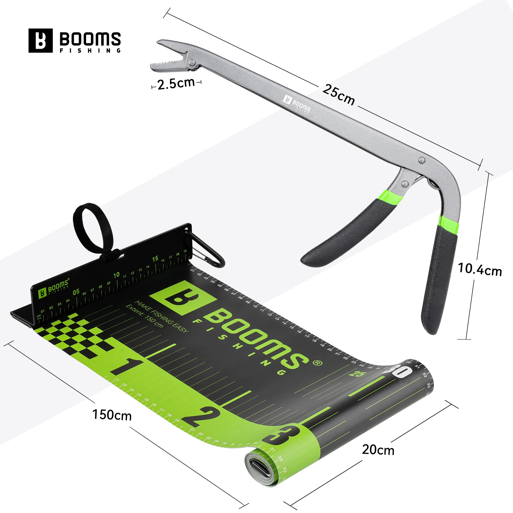 ازدهار الصيد قياس الحنفية طول 150 سنتيمتر عرض 20 سنتيمتر بولي كلوريد الفينيل طوي مقاوم للماء الأسماك حاكم الكربون الصلب هوك مزيل أدوات Unhooking