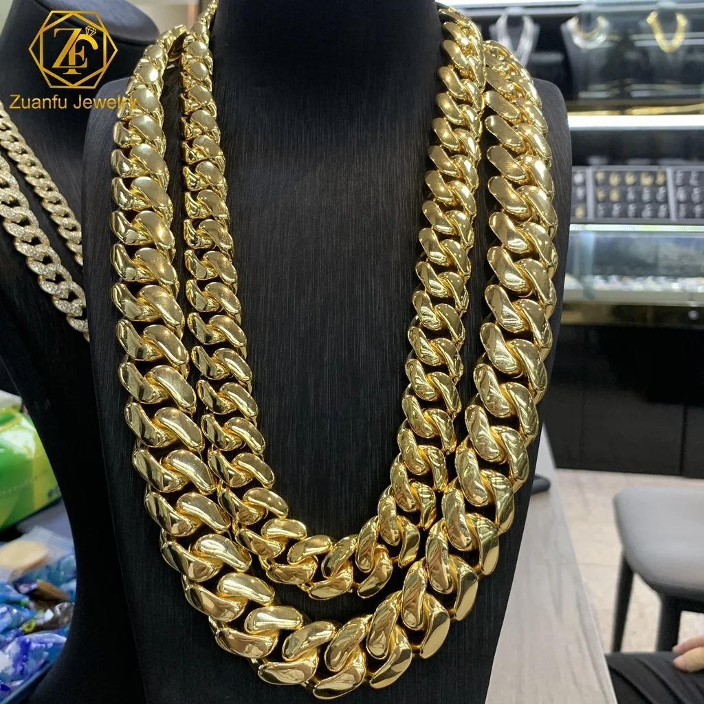 Wholesale Luxury Iced Out Cuban Link Chain 20mm Luxury 10k 14k 18k Real Gold Plated Necklace for Men Hip Hop Gift