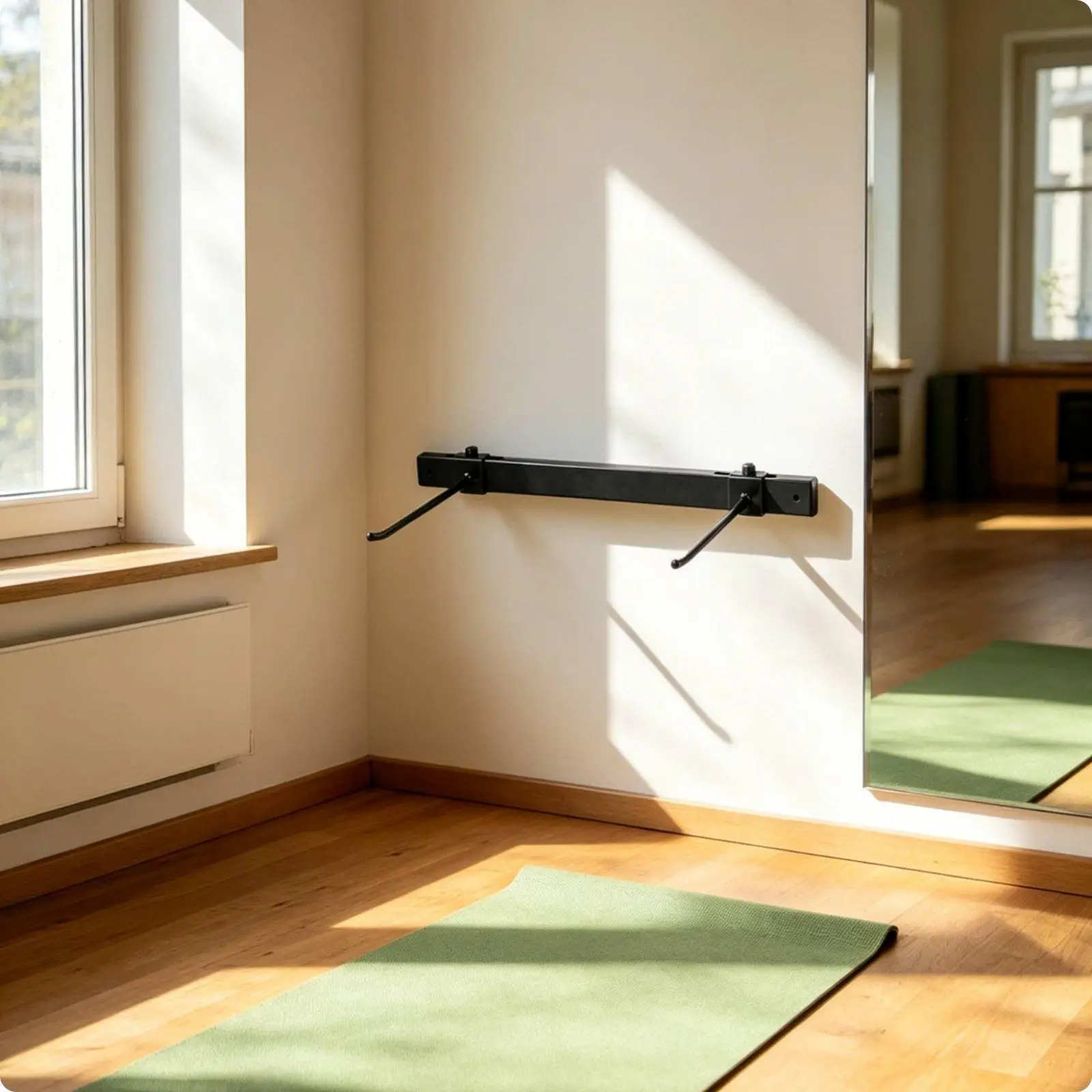 Wall Mounted Storage Rack Exercise Mat Organizer Adjustable Hook Holder for Home Studio Gym Mats Floor Protection