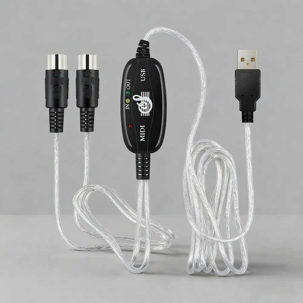 5 Pin MIDI to USB Converter IN-OUT Keyboard to PC Converter MIDI Interface Cable Portable Instrument Supplies MIDI Adapter Cable