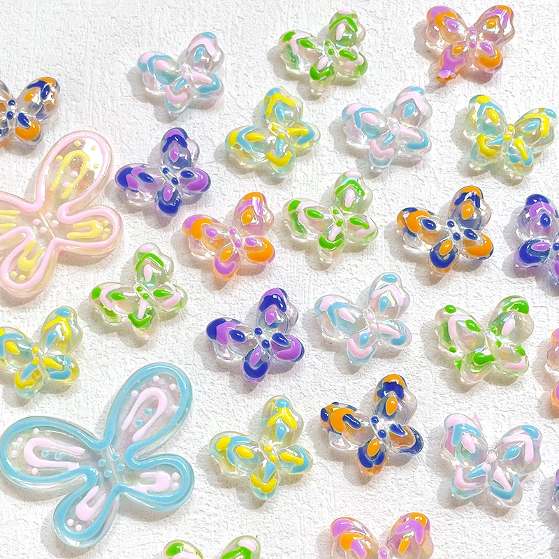 Lovely Hand-painted Candy Butterfly Acrylic Beads  DIY Makes Jewelry, Hair Accessories Necklaces, Bracelets, Accessory Materials