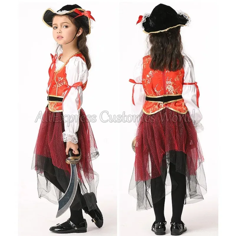 

Pirate Captain Cosplay Dance Costumes Children's Costumes Dress Suit Halloween Role Playing Spot Girls School Performance Stage
