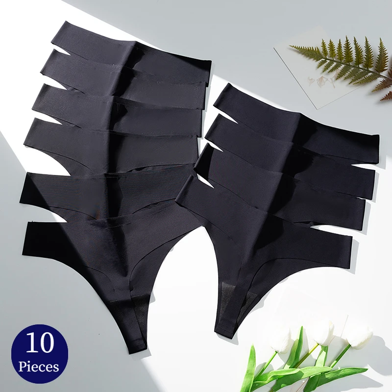 BZEL 10PCS/Set Women's Panties Black Female Thongs Sexy Lingerie Breathable Underwear Sports Comfortable G-Strings Seamles Panty