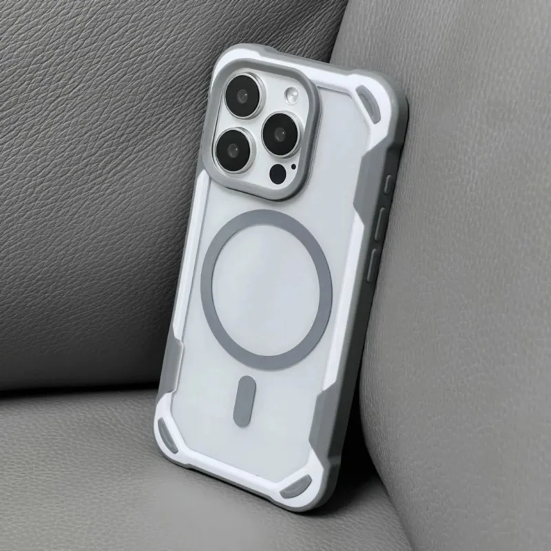 Hit Color Bumper Shockproof Magnetic Phone Case for iPhone 16 17pro max 15 14 Pro 13 11 12 Wireless Charging Hard Acrylic Cover